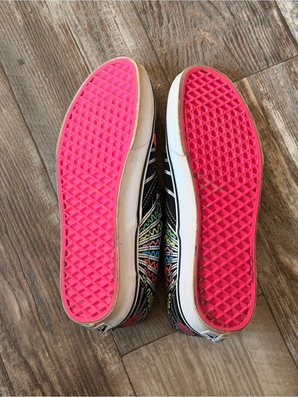 Vans Black Slip-On Sneakers with Neon Floral Sugar Skull Print-glow in dark - Picture 3 of 5